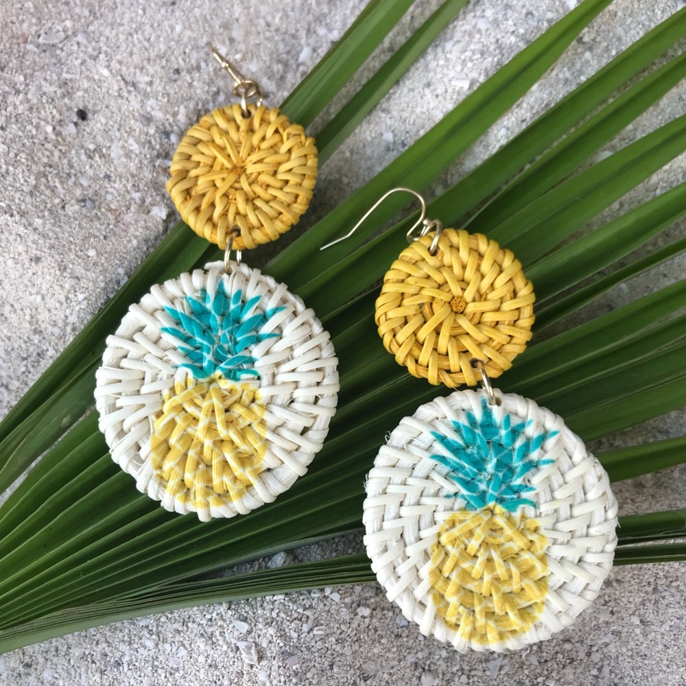 Straw Pineapple Earrings